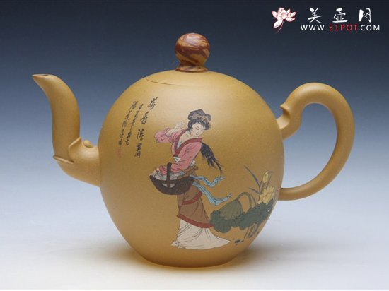 紫砂壶图片：彩绘大一粒珠 - 宜兴紫砂壶网