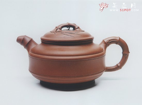 紫砂壶图片：双线竹鼓 - 宜兴紫砂壶网