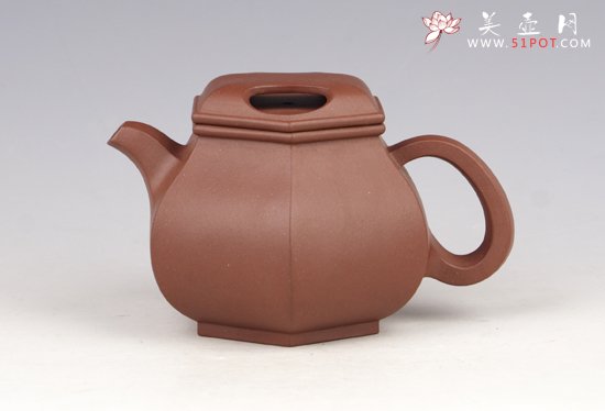 紫砂壶图片：牛盖六方底槽清 - 宜兴紫砂壶网