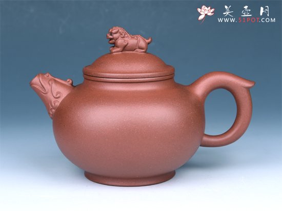 紫砂壶图片：圣狮纳福壶 - 宜兴紫砂壶网