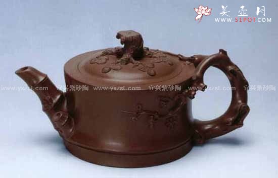 紫砂壶图片：大竹松梅壶 - 宜兴紫砂壶网