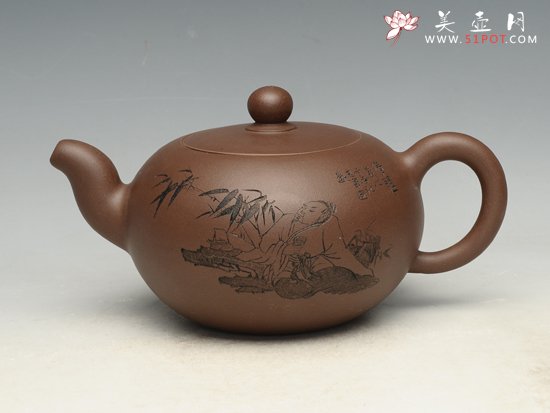 紫砂壶图片：圆珠壶  泥料：原矿老紫泥  容量：350cc - 宜兴紫砂壶网