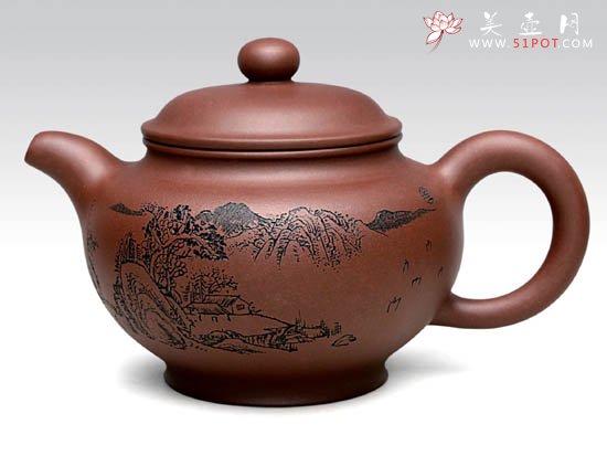 紫砂壶图片：掇只  泥料：老紫泥  容量：260CC - 宜兴紫砂壶网