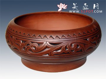 紫砂壶图片：大号仿古茶洗 - 宜兴紫砂壶网