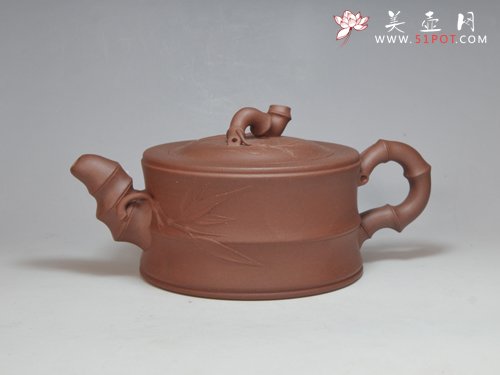 紫砂壶图片： 竹趣壶  400CC  清水泥 - 宜兴紫砂壶网