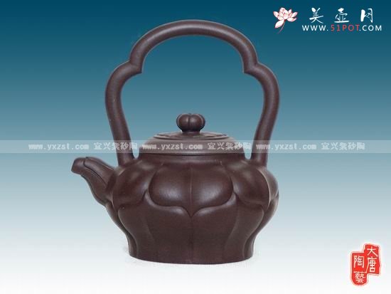 紫砂壶图片：菱花提梁 - 宜兴紫砂壶网