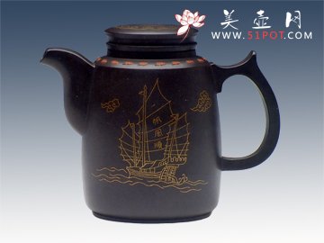 紫砂壶图片：镶金鹏程万里 - 宜兴紫砂壶网