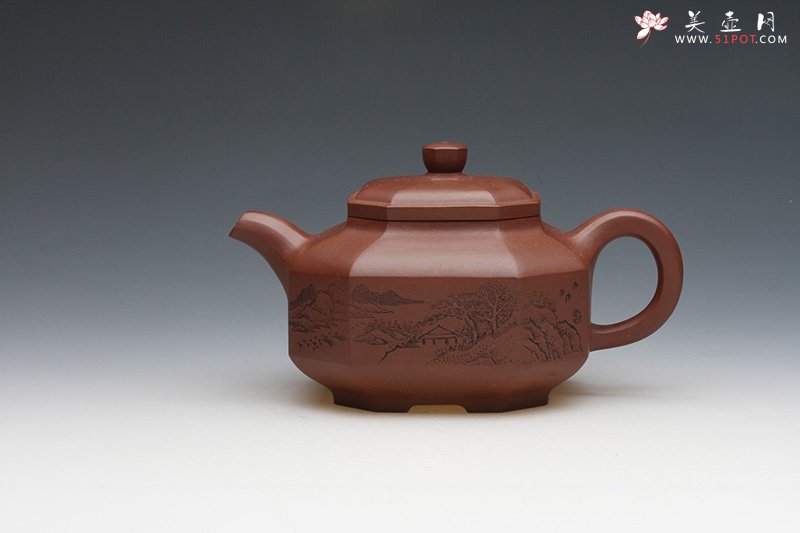 紫砂壶图片：八方侧角壶 - 宜兴紫砂壶网