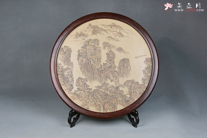 紫砂壶图片：山水有清音艺术盘 - 宜兴紫砂壶网