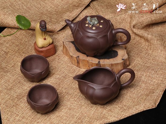 紫砂壶图片：青蛙莲子套装 - 宜兴紫砂壶网