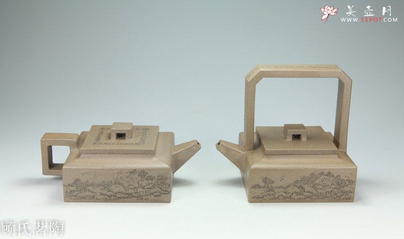 紫砂壶图片：方山逸士对壶 - 宜兴紫砂壶网