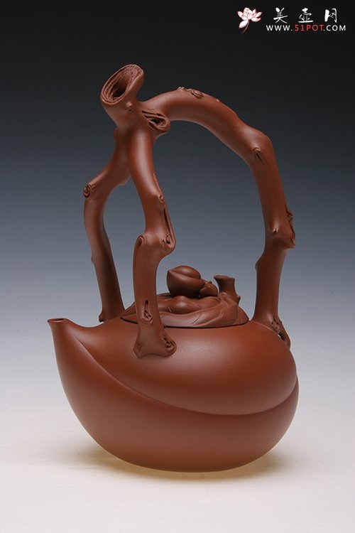 紫砂壶图片：仙桃提梁壶 - 宜兴紫砂壶网