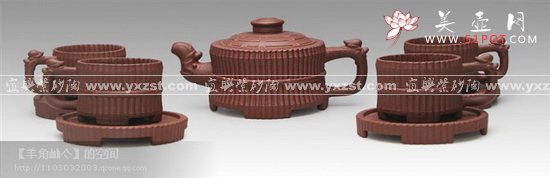 紫砂壶图片：龙头一捆竹九件套 - 宜兴紫砂壶网