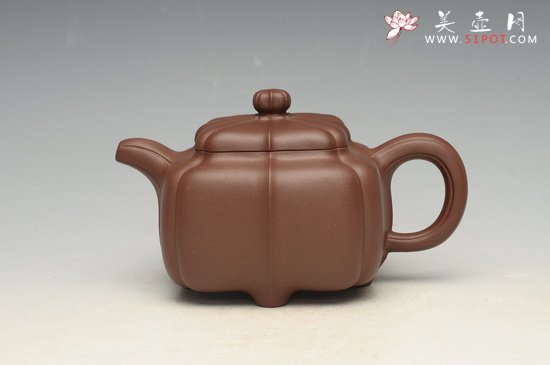 紫砂壶图片：四方抽角筋囊 - 宜兴紫砂壶网