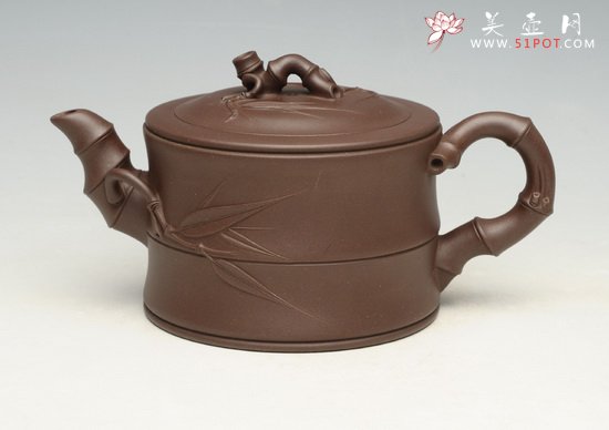 紫砂壶图片：竹段3  400cc - 宜兴紫砂壶网
