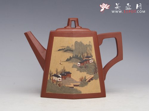 紫砂壶图片：高六方 380CC - 宜兴紫砂壶网