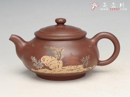 紫砂壶图片：圆润（泥绘） - 宜兴紫砂壶网