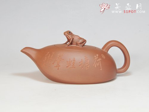 紫砂壶图片：荷塘蛙声 300CC 清水泥 - 宜兴紫砂壶网