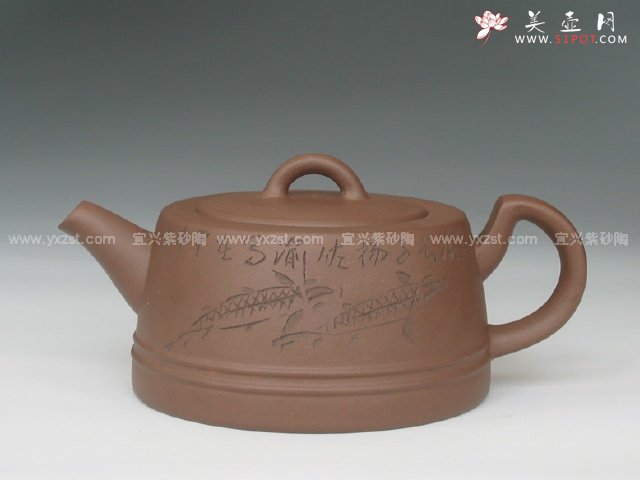 紫砂壶图片：双线鱼罩 - 宜兴紫砂壶网