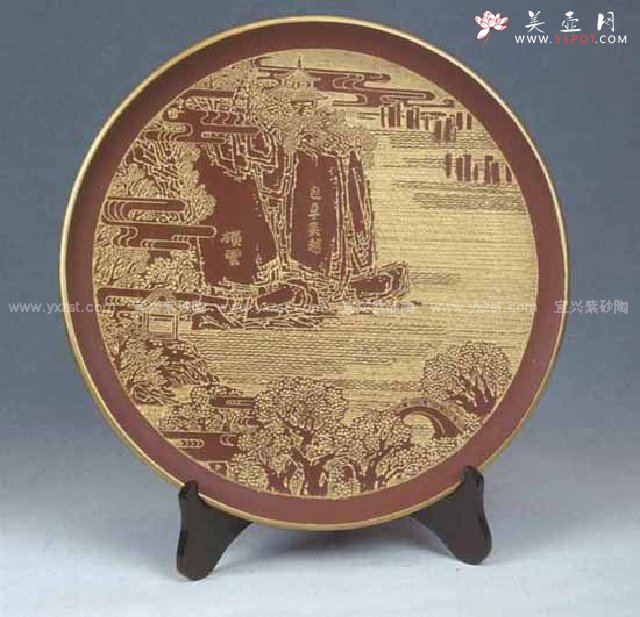 紫砂壶图片：太湖风光 紫砂意识盘 - 宜兴紫砂壶网