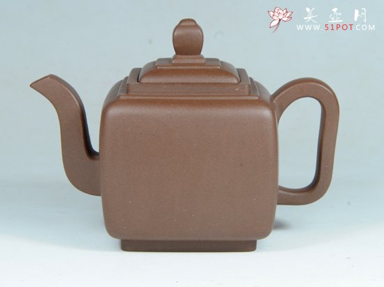 紫砂壶图片：花卉方壶 - 宜兴紫砂壶网