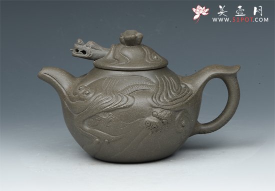 紫砂壶图片：鱼化龙仿古壶3 - 宜兴紫砂壶网