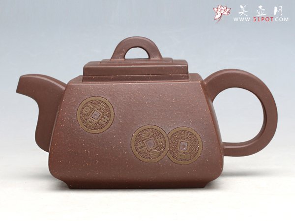 紫砂壶图片：金钱四方 - 宜兴紫砂壶网