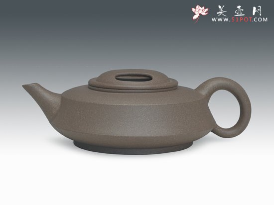 紫砂壶图片：扁牛盖壶 - 宜兴紫砂壶网