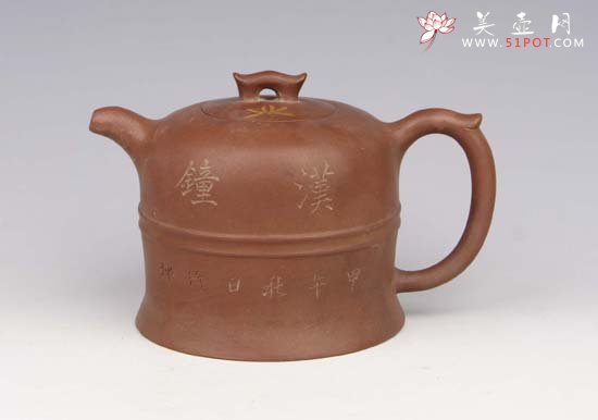 紫砂壶图片：描金汉钟壶 - 宜兴紫砂壶网