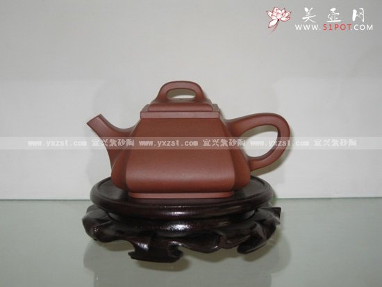紫砂壶图片：四方抽角石瓢 - 宜兴紫砂壶网