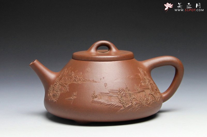 紫砂壶图片：泥绘大石瓢（张烨泥绘） - 宜兴紫砂壶网