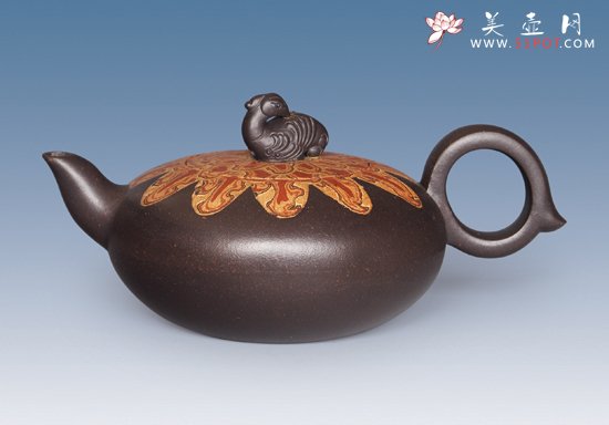 紫砂壶图片：神鸟（黑） - 宜兴紫砂壶网