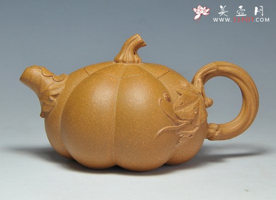 紫砂壶图片：金色南瓜壶 - 宜兴紫砂壶网