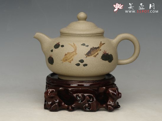 紫砂壶图片：灰段系列4   容量：350cc - 宜兴紫砂壶网