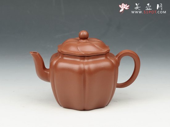 紫砂壶图片：云盖宫灯壶 200cc 原矿朱泥 - 宜兴紫砂壶网