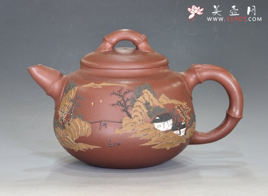 紫砂壶图片：泥绘竹韵 - 宜兴紫砂壶网