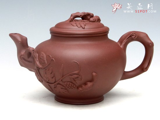 紫砂壶图片：松鼠葡萄（紫泥）大600ML   中400ML  小300ML - 宜兴紫砂壶网