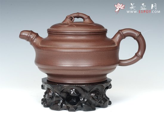 紫砂壶图片：双线竹鼓 - 宜兴紫砂壶网