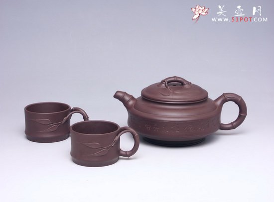 紫砂壶图片：双线竹鼓 - 宜兴紫砂壶网