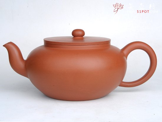 紫砂壶图片：平盖莲子  容量:350CC――800CC  泥料：红泥 - 宜兴紫砂壶网