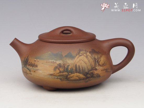 紫砂壶图片：泥绘石瓢 - 宜兴紫砂壶网