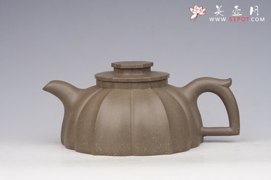 紫砂壶图片：六瓣转轮壶  天清泥 - 宜兴紫砂壶网