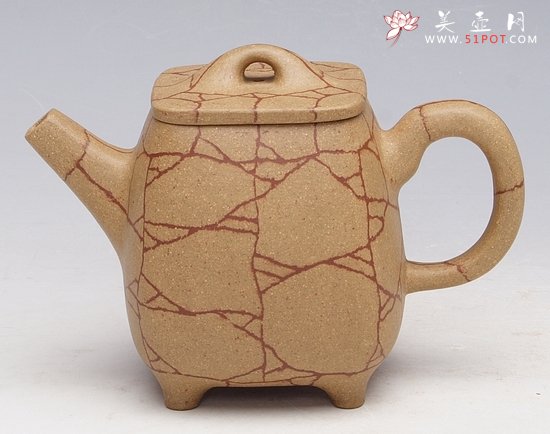 紫砂壶图片：冰纹四方 - 宜兴紫砂壶网
