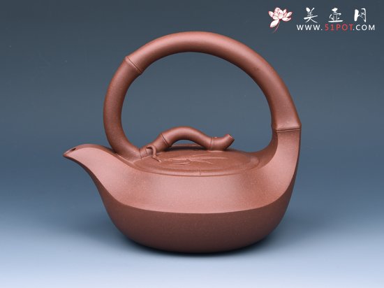 紫砂壶图片：曲竹提梁 - 宜兴紫砂壶网