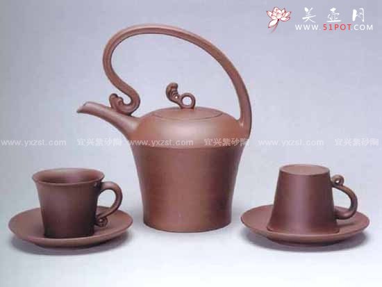 紫砂壶图片：浪花提梁茶具 - 宜兴紫砂壶网