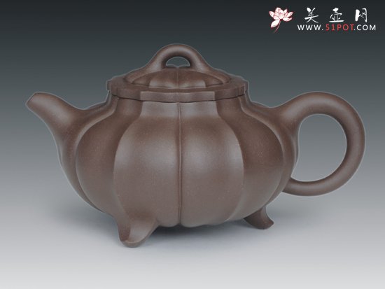 紫砂壶图片：三脚菱花 - 宜兴紫砂壶网