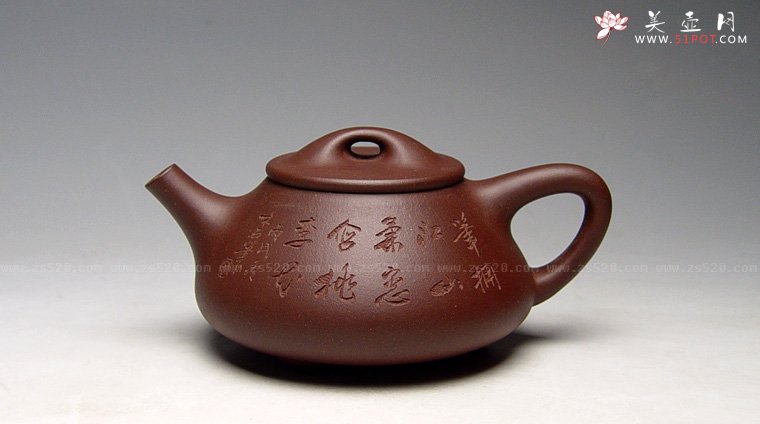 紫砂壶图片：全手工《石瓢》容量：320cc，家藏原矿底槽清，全手工鼎立制作，挺拔有力，韵味十足，吴建平代表作品， - 宜兴紫砂壶网