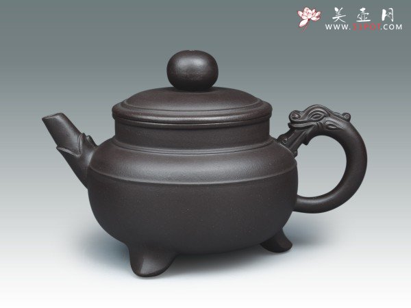 紫砂壶图片：三脚双龙 - 宜兴紫砂壶网