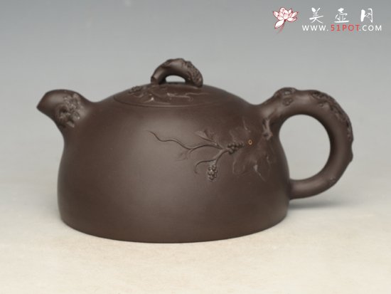 紫砂壶图片：葡萄壶 泥料：紫泥 容量：400cc - 宜兴紫砂壶网