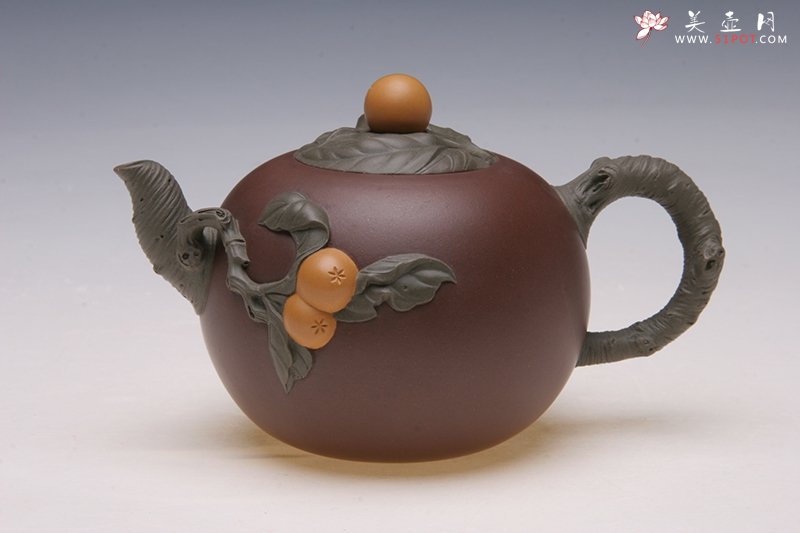 紫砂壶图片：巧色枇杷壶 - 宜兴紫砂壶网
